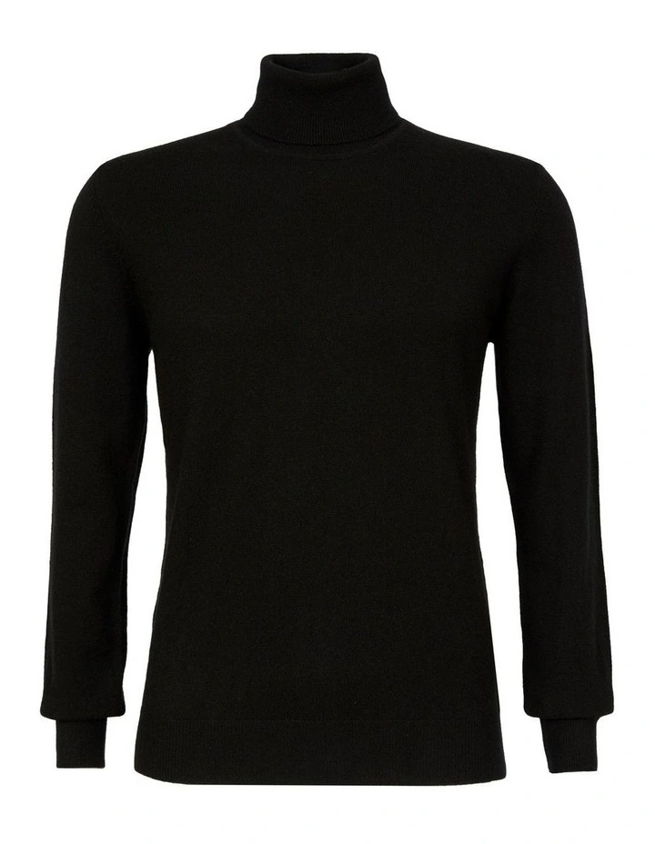 Cashmere Roll Neck Knit In Black image 5