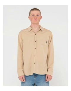 Overtone Long Sleeve Linen Shirt in Natural
