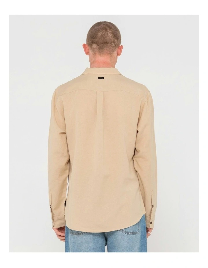 Overtone Long Sleeve Linen Shirt in Natural image 2
