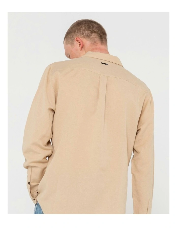 Overtone Long Sleeve Linen Shirt in Natural image 4