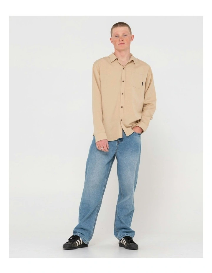 Overtone Long Sleeve Linen Shirt in Natural image 6