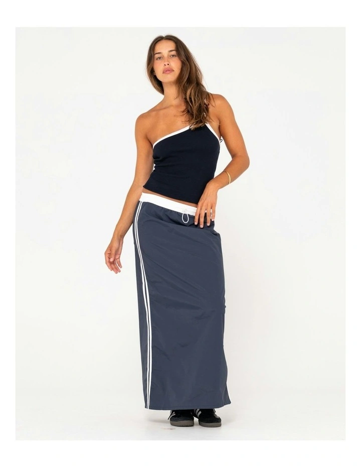 Sling One Shoulder Contrast Skimmer Tank in Black image 5
