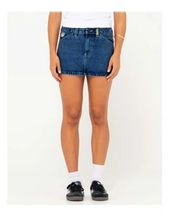 Flip Mommy Low Rise Mini Denim Skirt in Blue
