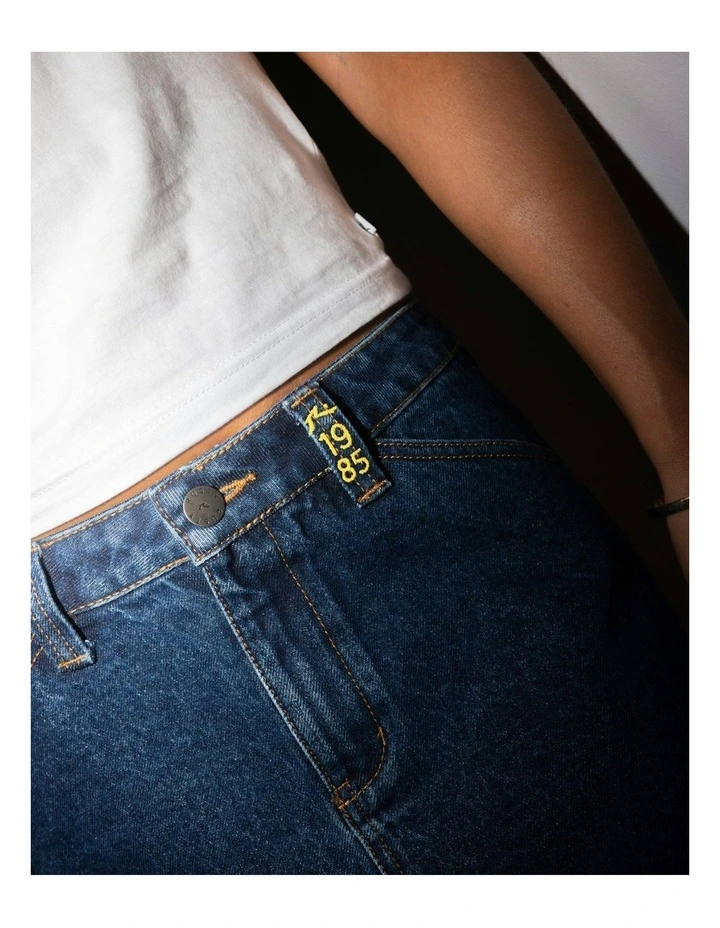 Flip Mommy Low Rise Mini Denim Skirt in Blue image 5