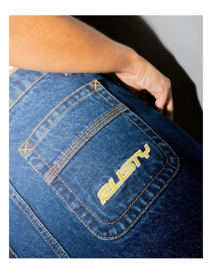 Flip Mommy Low Rise Mini Denim Skirt in Blue image 6