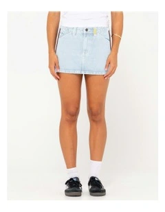 Flip Mommy Low Rise Mini Denim Skirt in Blue