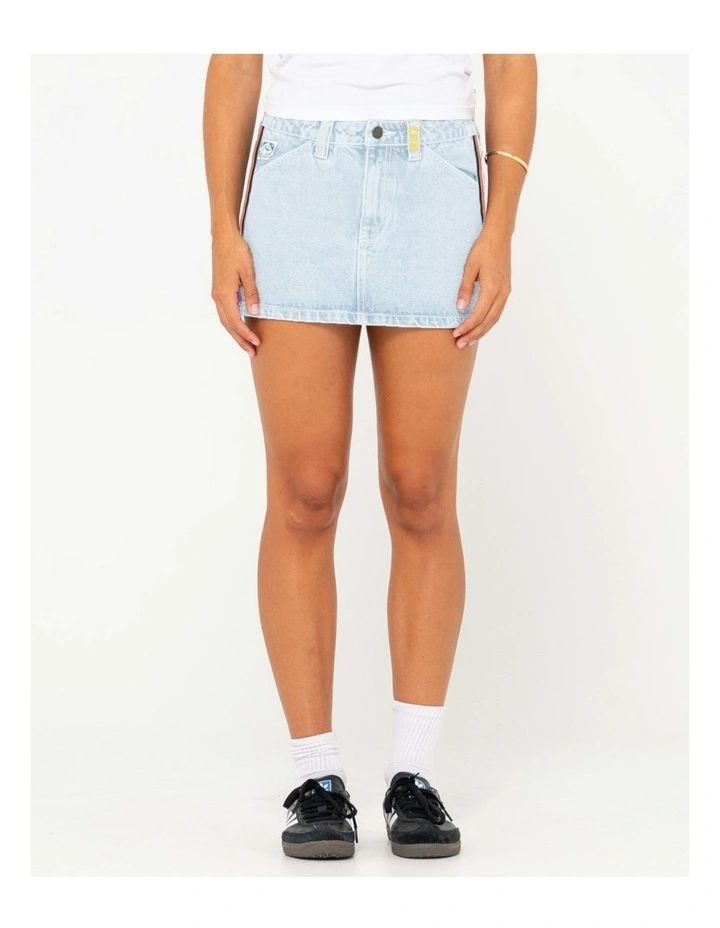 Flip Mommy Low Rise Mini Denim Skirt in Blue image 1