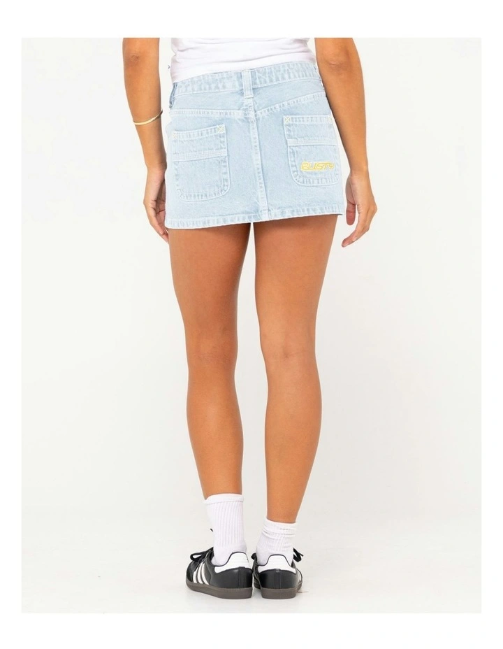 Flip Mommy Low Rise Mini Denim Skirt in Blue image 2