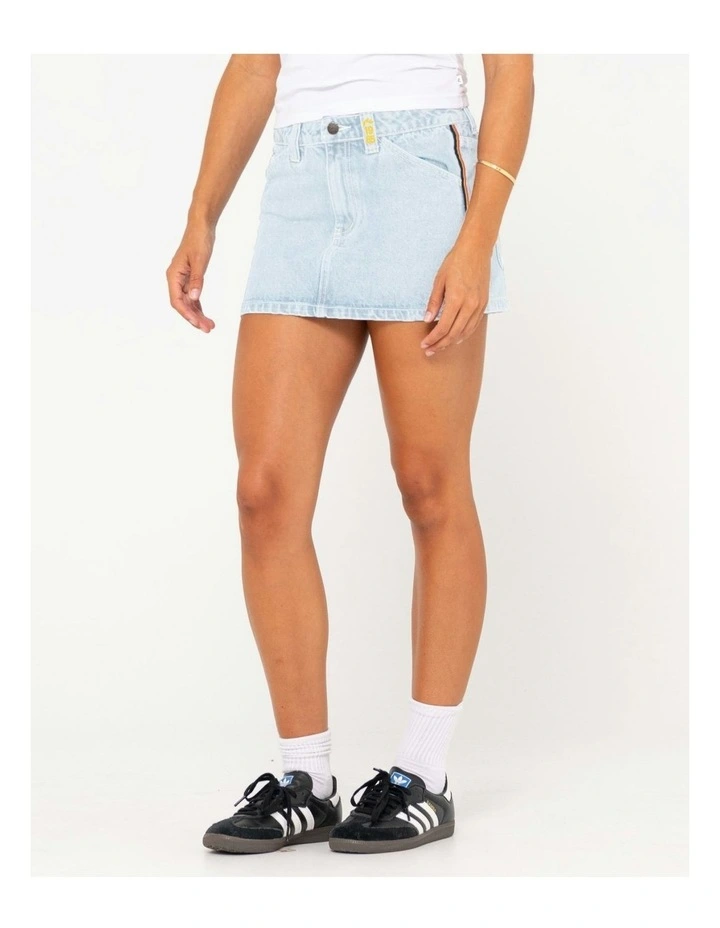 Flip Mommy Low Rise Mini Denim Skirt in Blue image 3