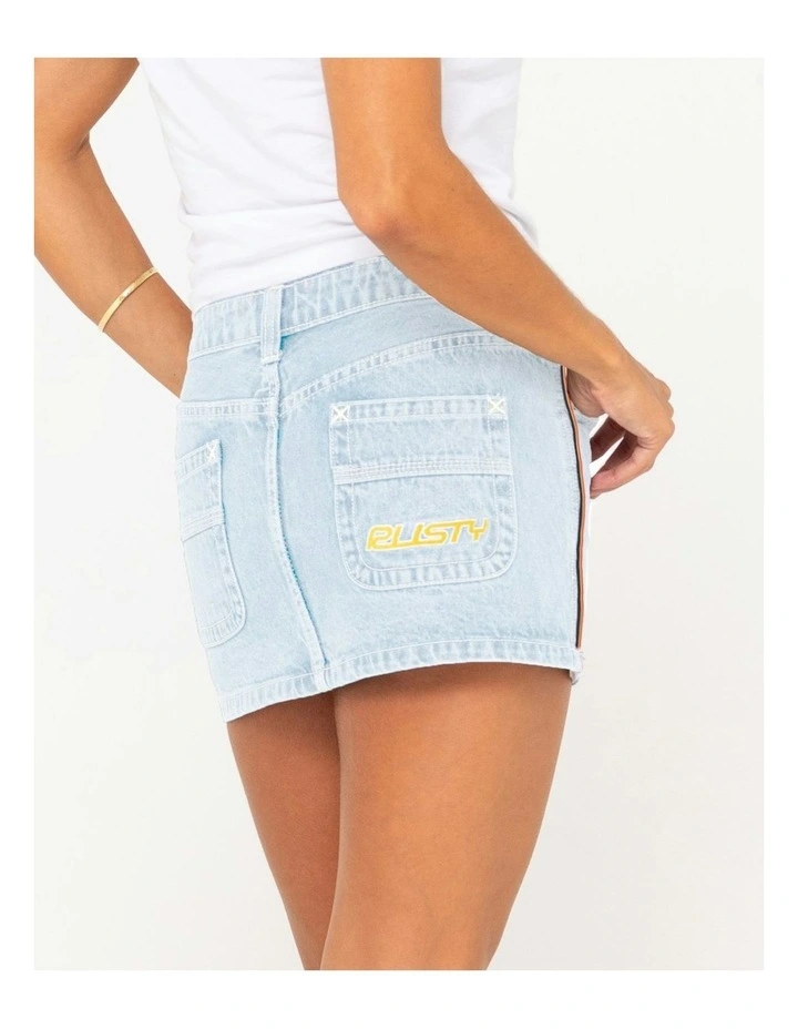 Flip Mommy Low Rise Mini Denim Skirt in Blue image 4