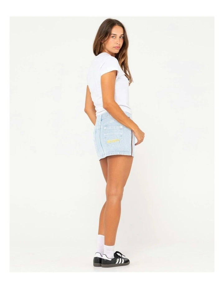 Flip Mommy Low Rise Mini Denim Skirt in Blue image 6