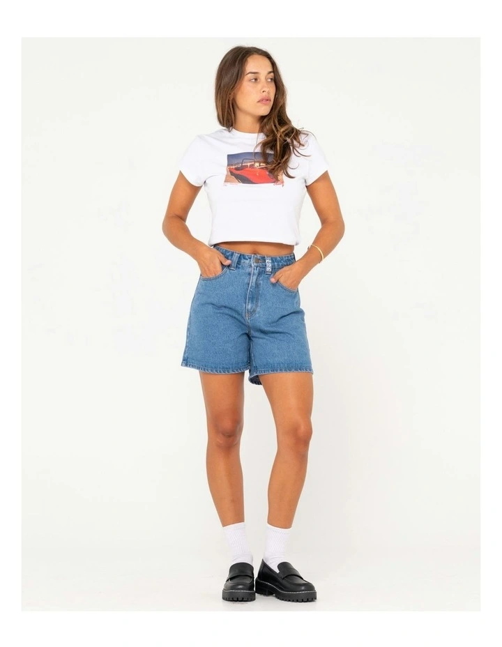 Cyprus High Denim Short in Blue image 6