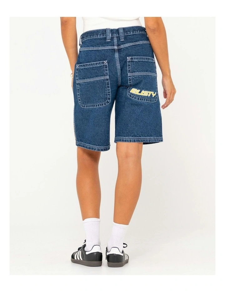 Flip Mommy Low Rise Wide Leg Denim Short in Blue image 2