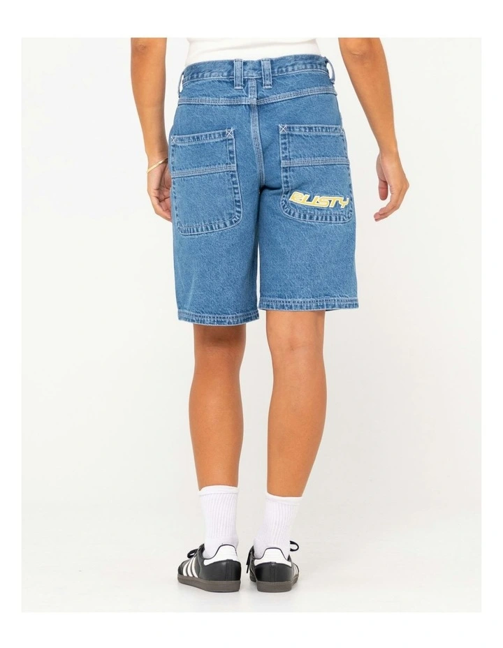 Flip Mommy Low Rise Wide Leg Denim Short in Blue image 2