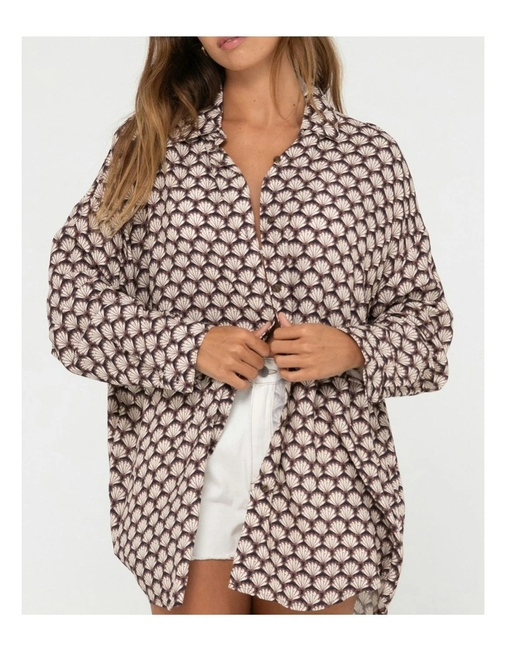 Sorrento Oversized Long Sleeve Shirt in Brown image 6