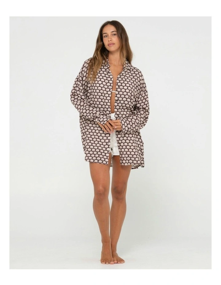 Sorrento Oversized Long Sleeve Shirt in Brown image 7