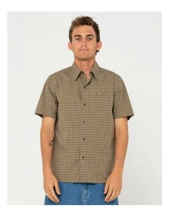 Datsun Check Short Sleeve Shirt in Green