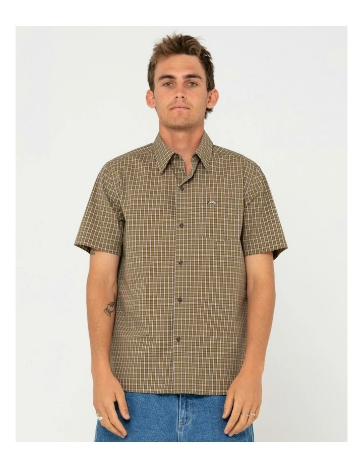 Datsun Check Short Sleeve Shirt in Green image 1