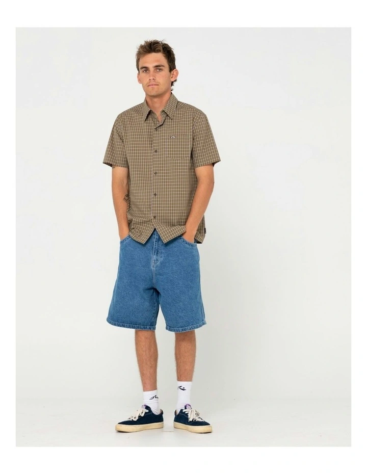 Datsun Check Short Sleeve Shirt in Green image 5