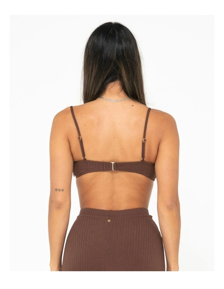 Lucky Bralette Bikini Top in Brown image 2