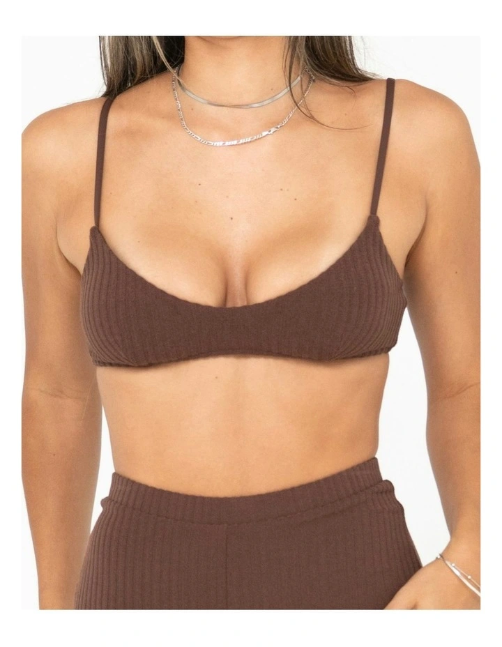 Lucky Bralette Bikini Top in Brown image 4