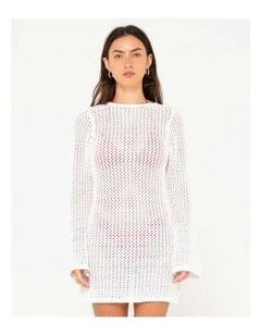 Amalfi Long Sleeve Knit Mini Dress in White