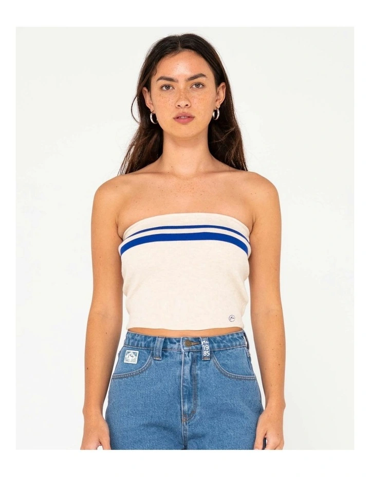 Amelia Strapless Contrast Knit Top in Natural image 1
