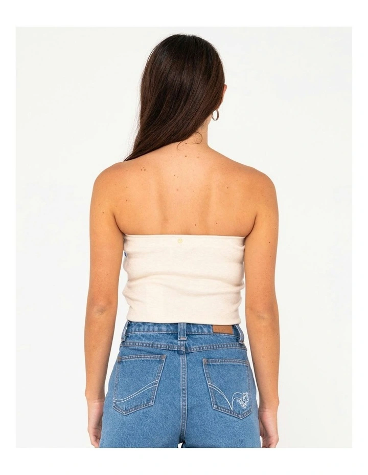 Amelia Strapless Contrast Knit Top in Natural image 2