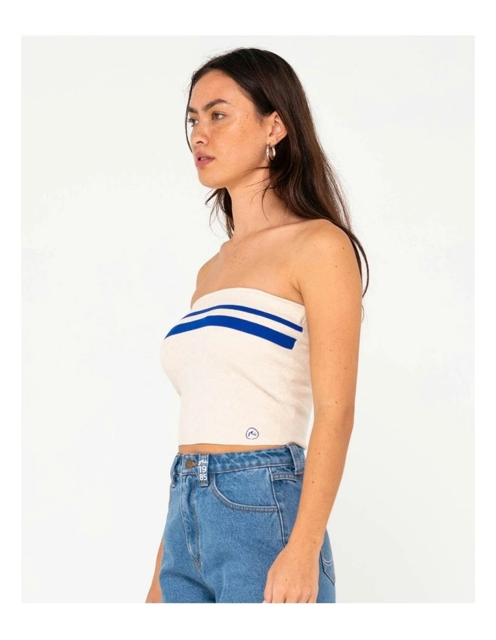 Amelia Strapless Contrast Knit Top in Natural image 3