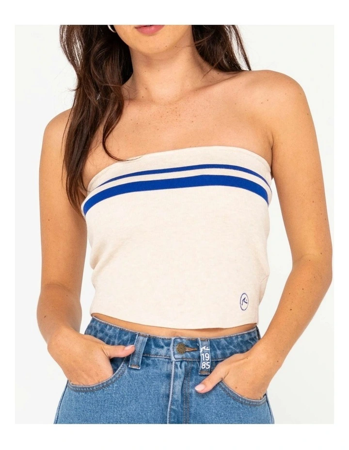 Amelia Strapless Contrast Knit Top in Natural image 4