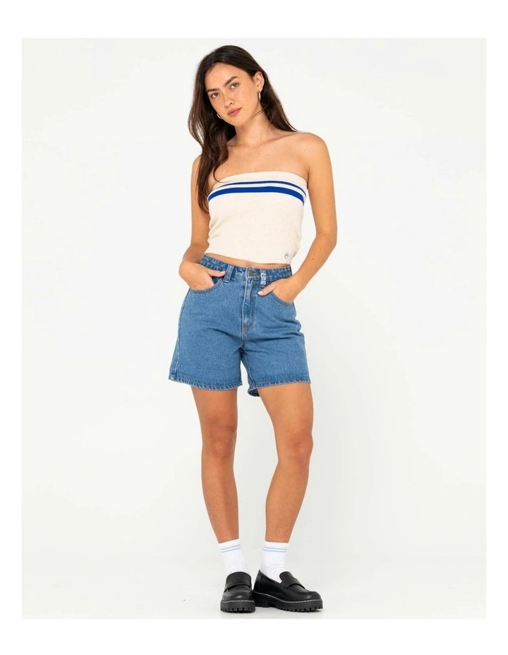 Amelia Strapless Contrast Knit Top in Natural image 5