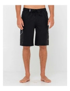Dip The Toe Elastic Boardshorts in Black