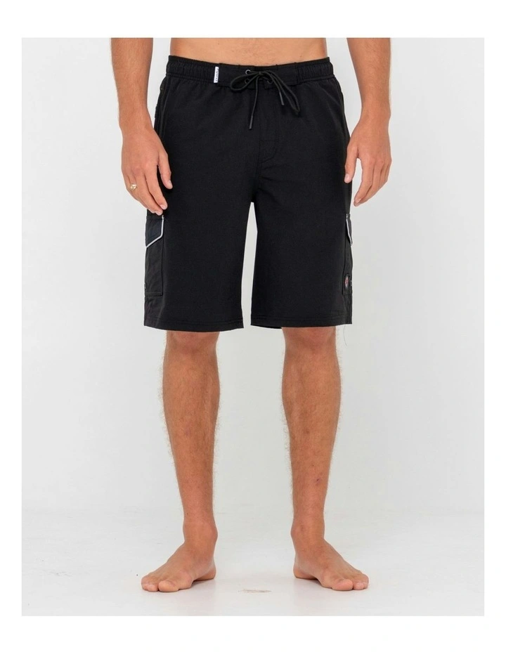 Dip The Toe Elastic Boardshorts in Black image 1