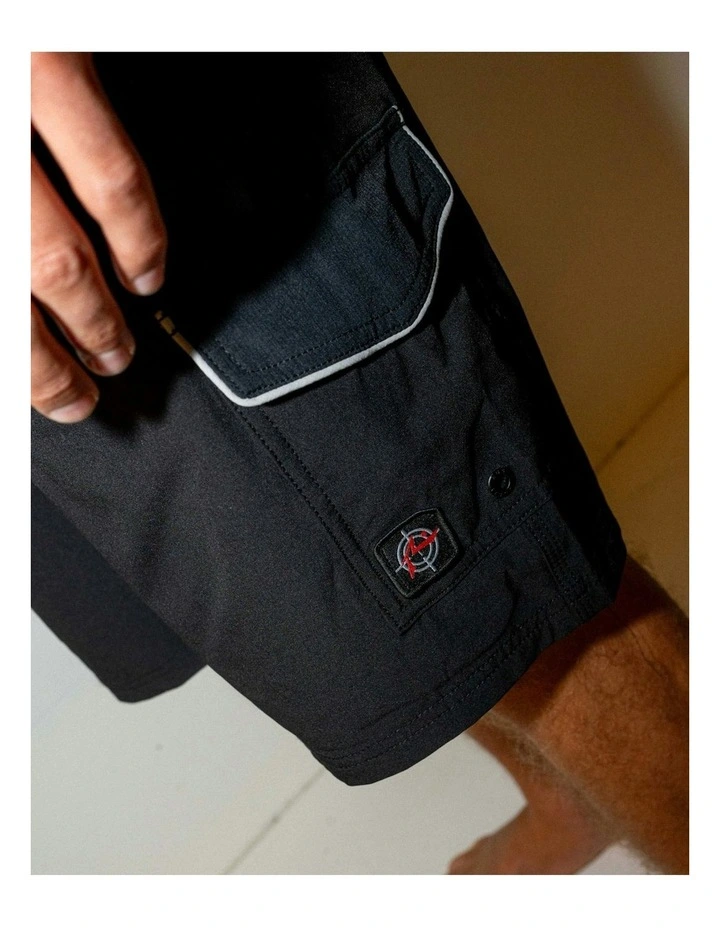 Dip The Toe Elastic Boardshorts in Black image 4