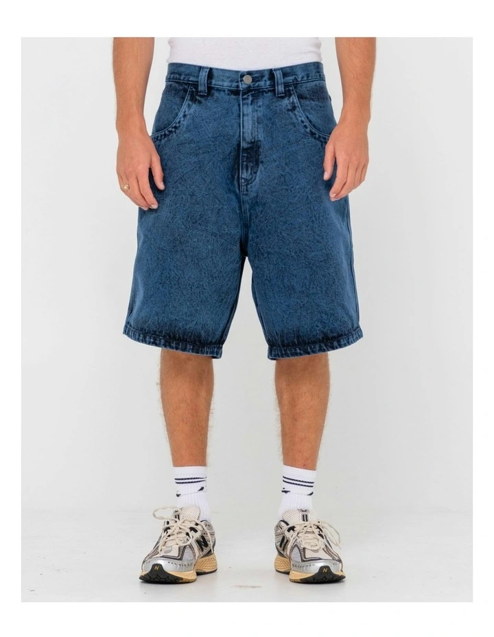 R Dot Baggy Overdye Jort in Blue image 1