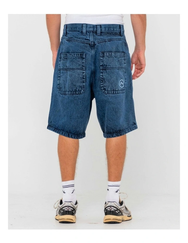 R Dot Baggy Overdye Jort in Blue image 2