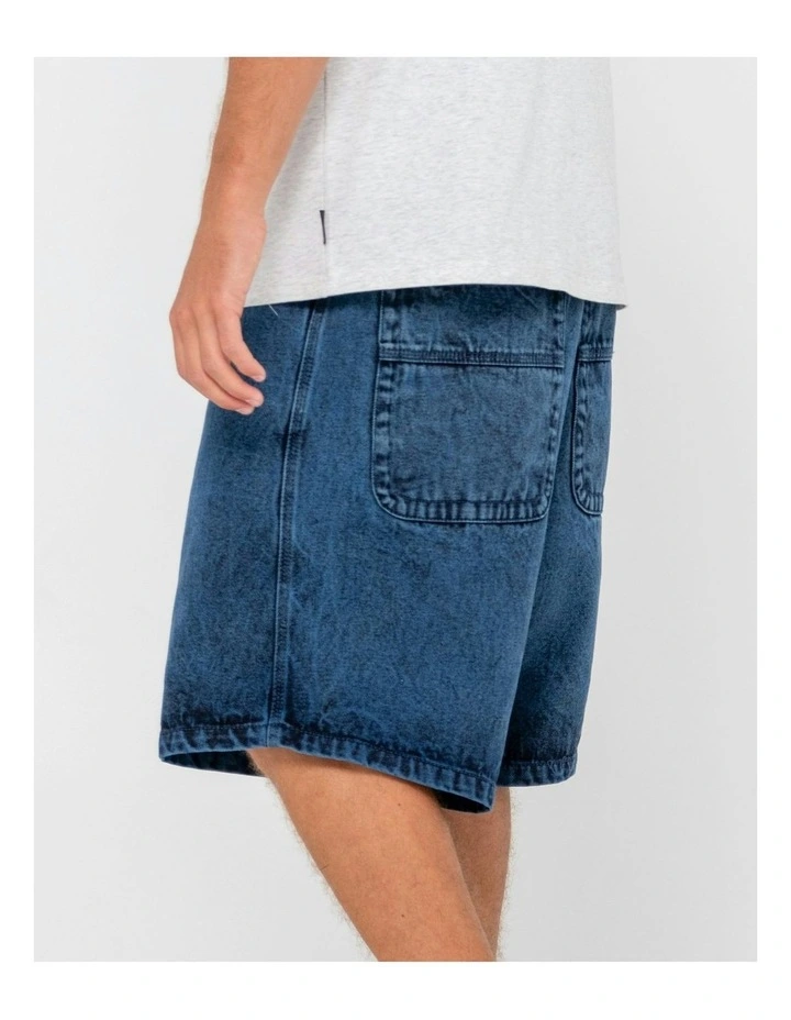 R Dot Baggy Overdye Jort in Blue image 4