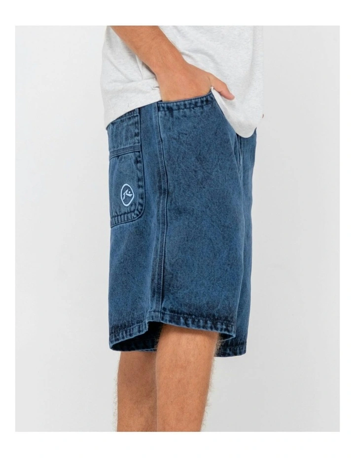 R Dot Baggy Overdye Jort in Blue image 5
