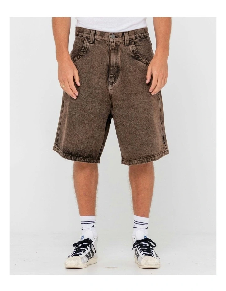 R Dot Baggy Overdye Jort in Brown image 1
