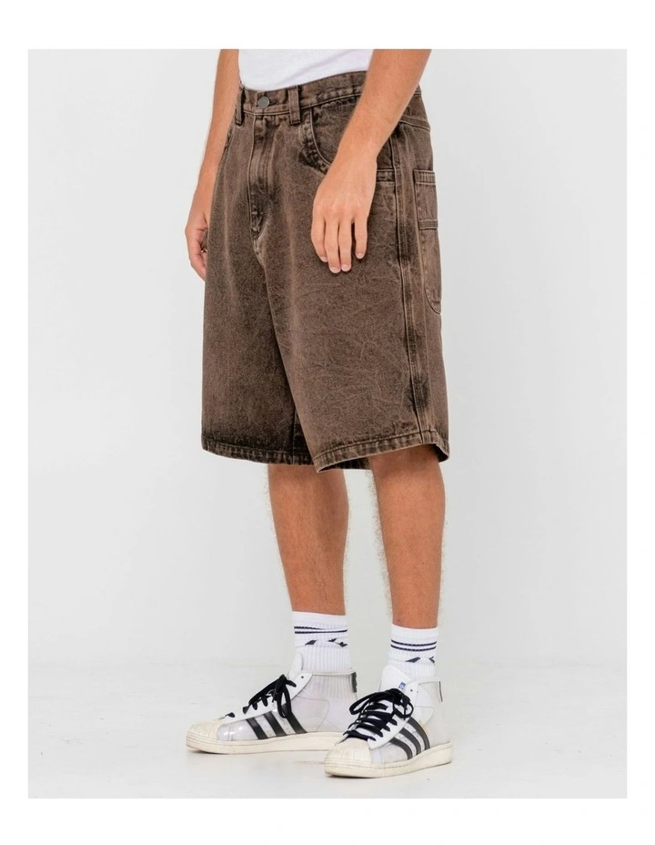 R Dot Baggy Overdye Jort in Brown image 3