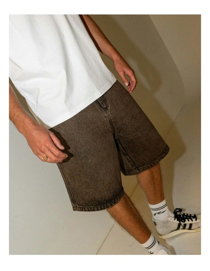 R Dot Baggy Overdye Jort in Brown image 4