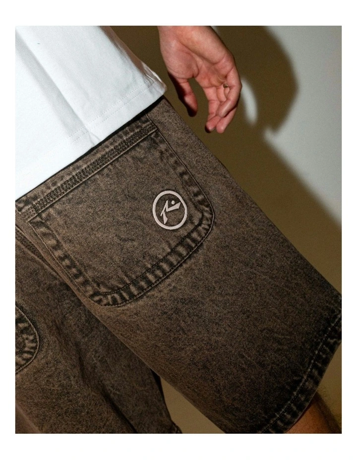 R Dot Baggy Overdye Jort in Brown image 5