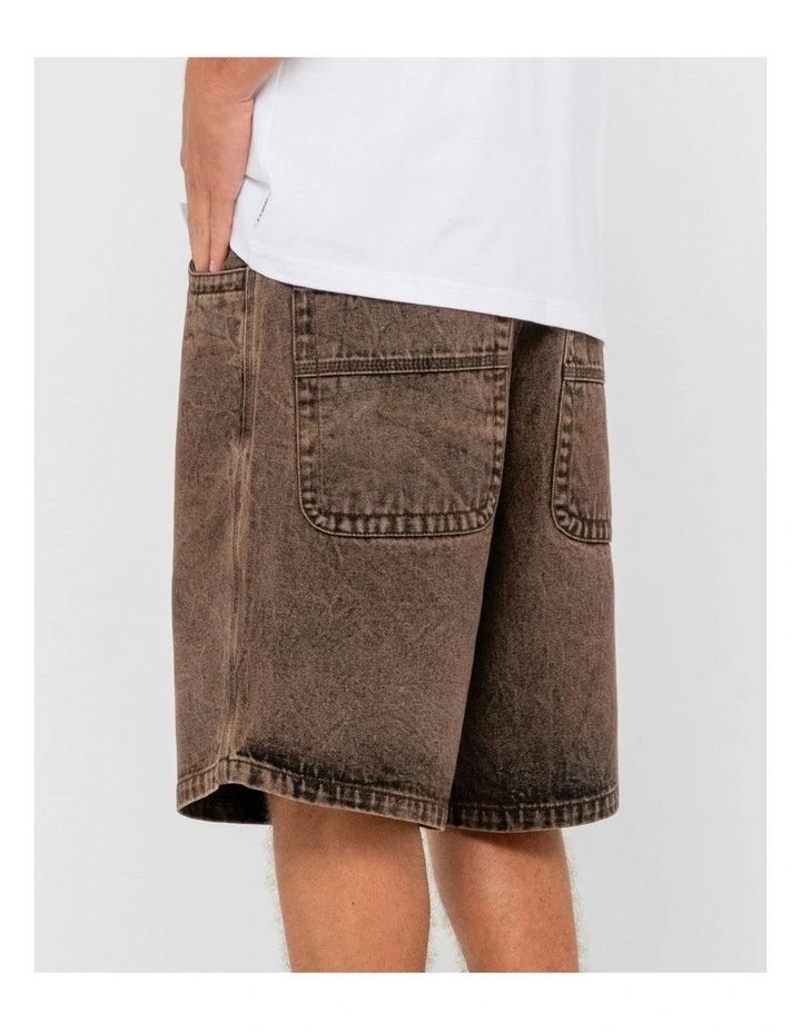 R Dot Baggy Overdye Jort in Brown image 7