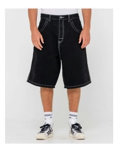 R Dot Baggy Jort in Black