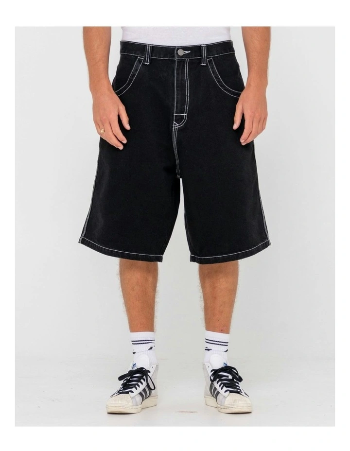 R Dot Baggy Jort in Black image 1