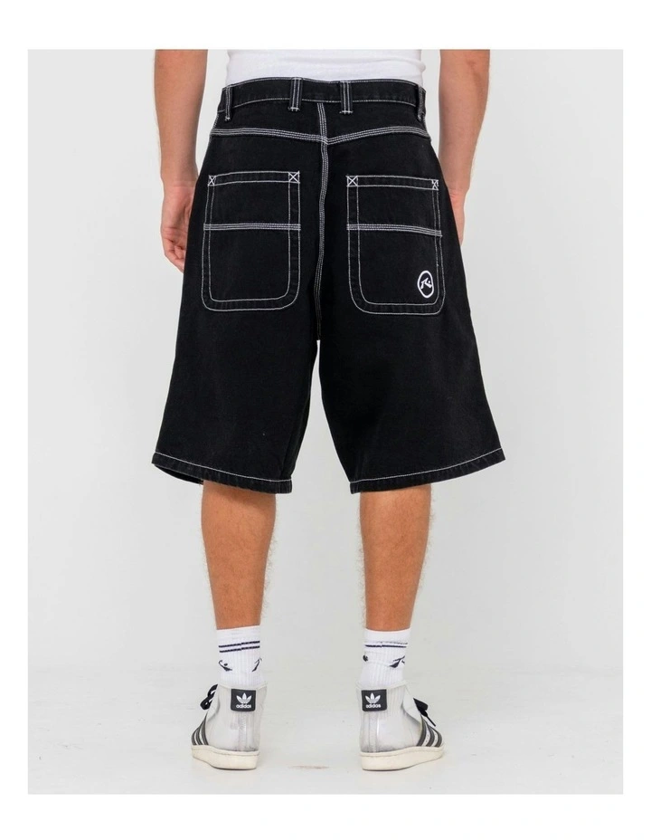R Dot Baggy Jort in Black image 2