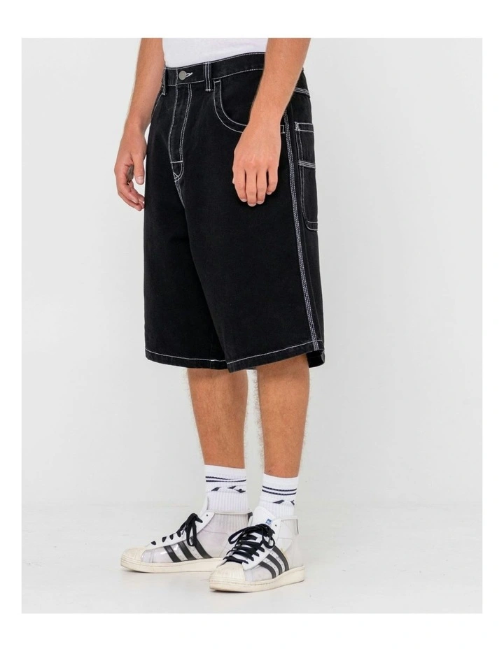 R Dot Baggy Jort in Black image 3
