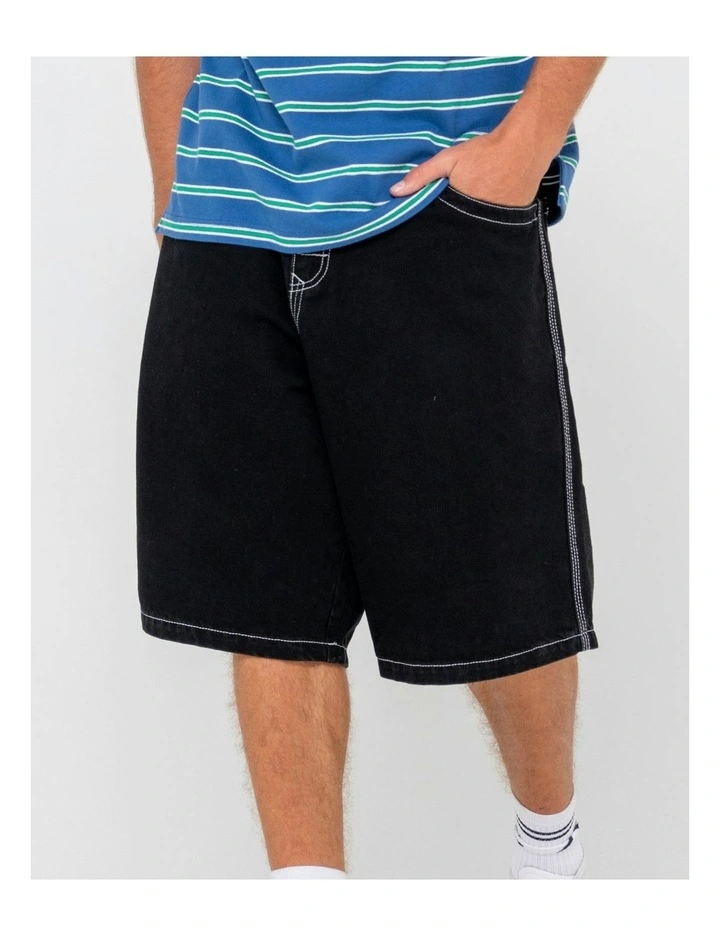 R Dot Baggy Jort in Black image 4