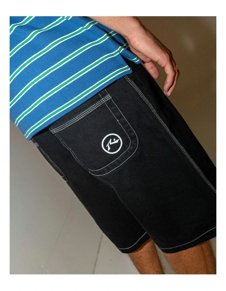 R Dot Baggy Jort in Black image 5