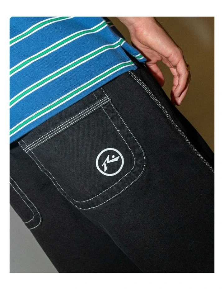 R Dot Baggy Jort in Black image 6